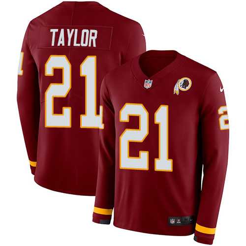 Nike Washington Redskins #21 Sean Taylor Burgundy Red Team Color Men's Stitched NFL Limited Therma Long Sleeve Jersey