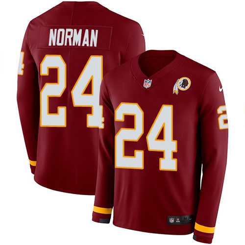 Nike Washington Redskins #24 Josh Norman Burgundy Red Team Color Men's Stitched NFL Limited Therma Long Sleeve Jersey