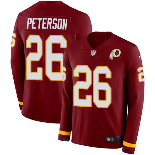 Nike Washington Redskins #26 Adrian Peterson Burgundy Red Team Color Men's Stitched NFL Limited Therma Long Sleeve Jersey