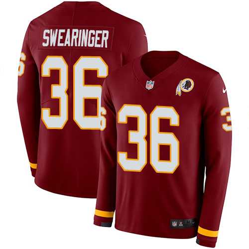 Nike Washington Redskins #36 D.J. Swearinger Burgundy Red Team Color Men's Stitched NFL Limited Therma Long Sleeve Jersey
