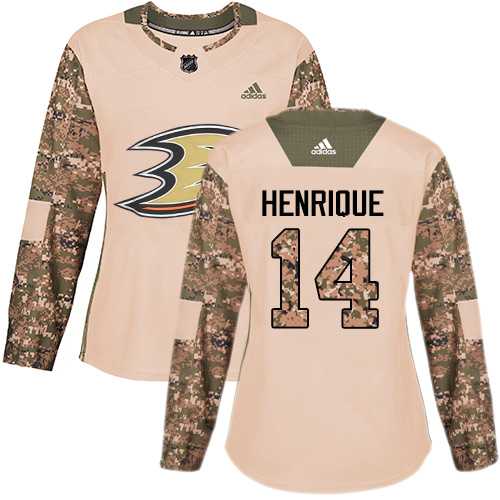 Women's Adidas Anaheim Ducks #14 Adam Henrique Camo Authentic 2017 Veterans Day Stitched NHL Jersey