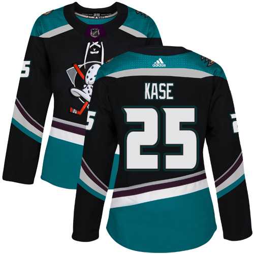 Women's Adidas Anaheim Ducks #25 Ondrej Kase Black Teal Alternate Authentic Stitched NHL Jersey