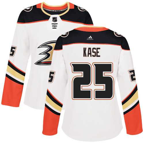 Women's Adidas Anaheim Ducks #25 Ondrej Kase White Road Authentic Stitched NHL Jersey