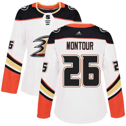 Women's Adidas Anaheim Ducks #26 Brandon Montour White Road Authentic Stitched NHL Jersey