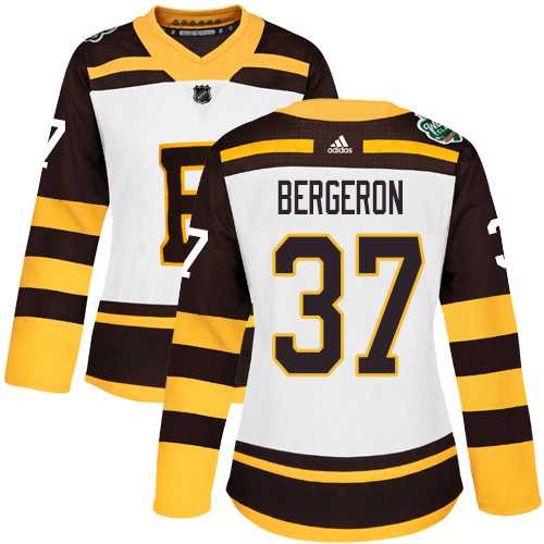 Women's Adidas Boston Bruins #37 Patrice Bergeron White Authentic 2019 Winter Classic Stitched NHL Jersey