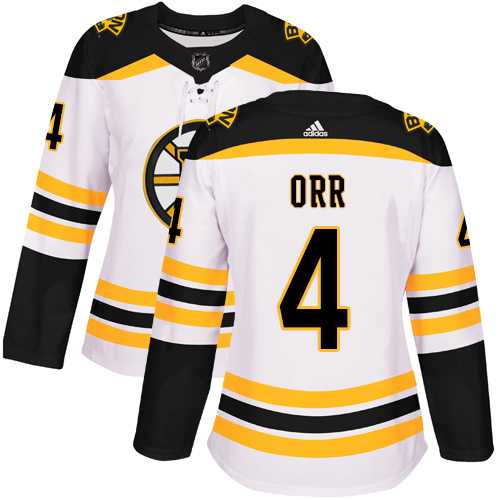 Women's Adidas Boston Bruins #4 Bobby Orr White Road Authentic Stitched NHL Jersey
