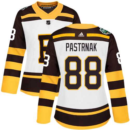 Women's Adidas Boston Bruins #88 David Pastrnak White Authentic 2019 Winter Classic Stitched NHL Jersey