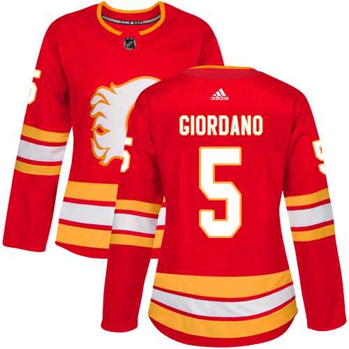 Women's Adidas Calgary Flames #5 Mark Giordano Red Alternate Authentic Stitched NHL Jersey