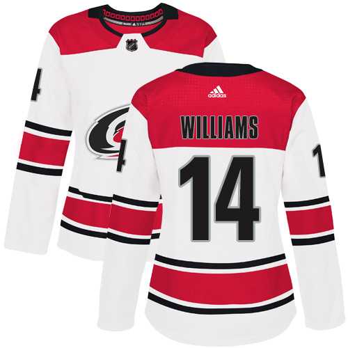 Women's Adidas Carolina Hurricanes #14 Justin Williams White Road Authentic Stitched NHL Jersey