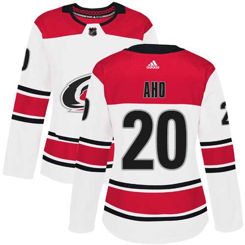 Women's Adidas Carolina Hurricanes #20 Sebastian Aho White Road Authentic Stitched NHL Jersey