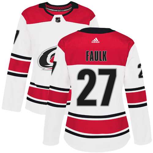 Women's Adidas Carolina Hurricanes #27 Justin Faulk White Road Authentic Stitched NHL Jersey
