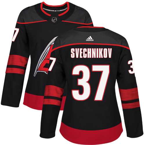 Women's Adidas Carolina Hurricanes #37 Andrei Svechnikov Black Alternate Authentic Stitched NHL Jersey