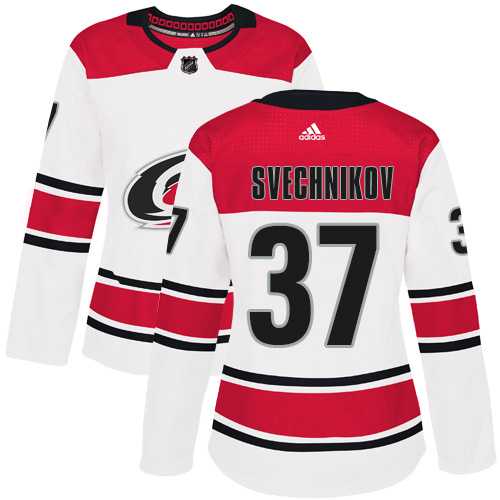 Women's Adidas Carolina Hurricanes #37 Andrei Svechnikov White Road Authentic Stitched NHL Jersey