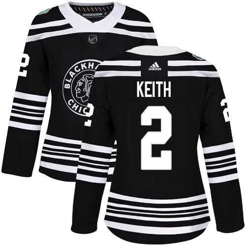 Women's Adidas Chicago Blackhawks #2 Duncan Keith Black Authentic 2019 Winter Classic Stitched NHL Jersey