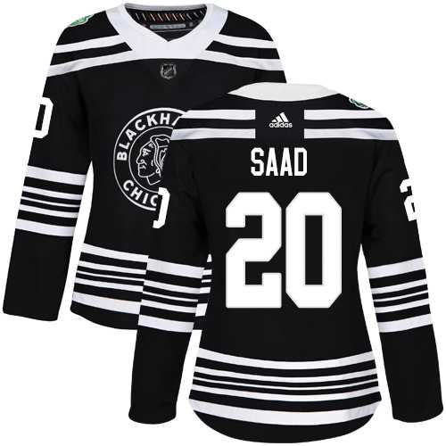 Women's Adidas Chicago Blackhawks #20 Brandon Saad Black Authentic 2019 Winter Classic Stitched NHL Jersey