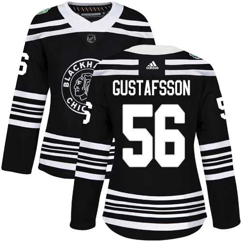 Women's Adidas Chicago Blackhawks #56 Erik Gustafsson Black Authentic 2019 Winter Classic Stitched NHL Jersey