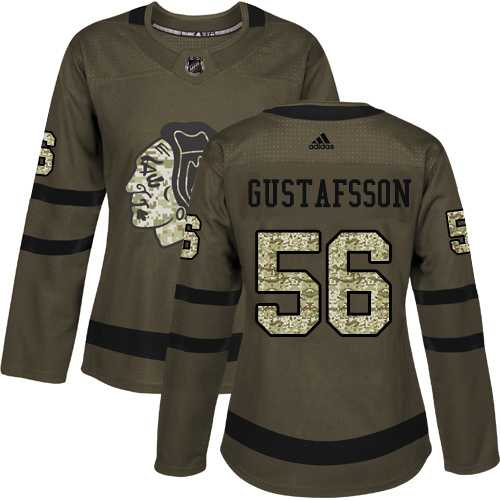 Women's Adidas Chicago Blackhawks #56 Erik Gustafsson Green Salute to Service Stitched NHL Jersey