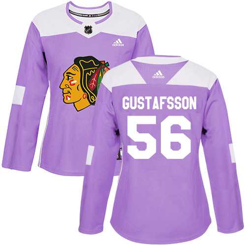 Women's Adidas Chicago Blackhawks #56 Erik Gustafsson Purple Authentic Fights Cancer Stitched NHL Jersey