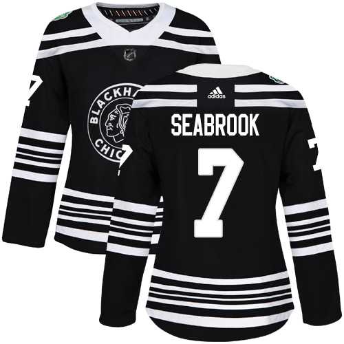 Women's Adidas Chicago Blackhawks #7 Brent Seabrook Black Authentic 2019 Winter Classic Stitched NHL Jersey