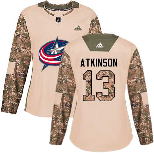 Women's Adidas Columbus Blue Jackets #13 Cam Atkinson Camo Authentic 2017 Veterans Day Stitched NHL Jersey