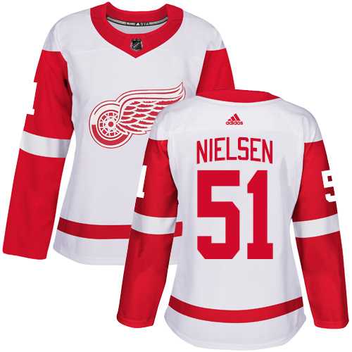 Women's Adidas Detroit Red Wings #51 Frans Nielsen White Road Authentic Stitched NHL Jersey