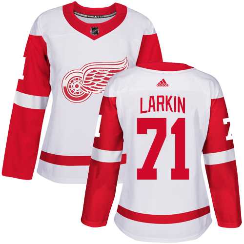 Women's Adidas Detroit Red Wings #71 Dylan Larkin White Road Authentic Stitched NHL Jersey