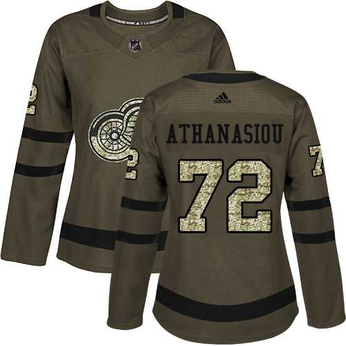 Women's Adidas Detroit Red Wings #72 Andreas Athanasiou Green Salute to Service Stitched NHL Jersey