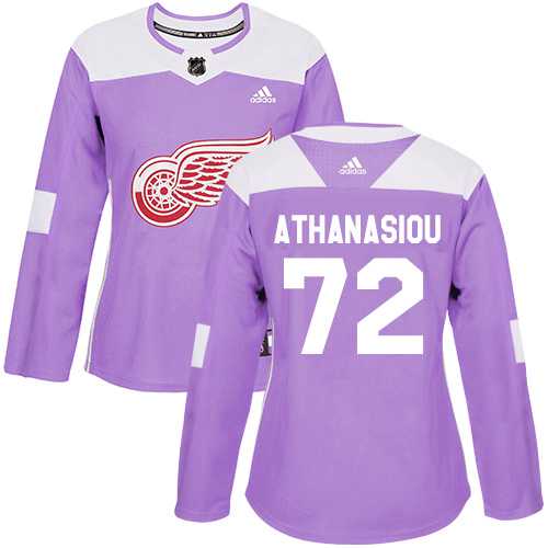 Women's Adidas Detroit Red Wings #72 Andreas Athanasiou Purple Authentic Fights Cancer Stitched NHL Jersey