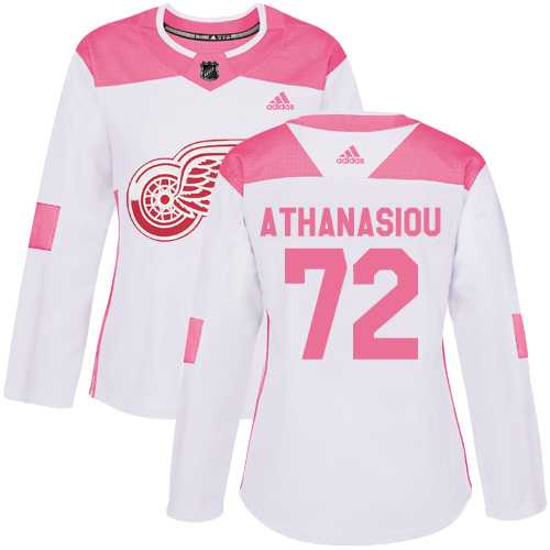 Women's Adidas Detroit Red Wings #72 Andreas Athanasiou White Pink Authentic Fashion Stitched NHL Jersey