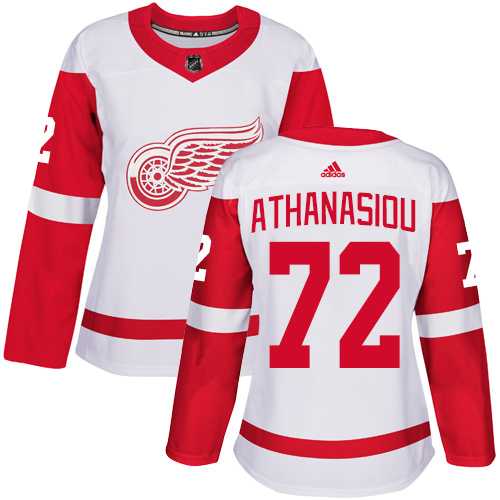 Women's Adidas Detroit Red Wings #72 Andreas Athanasiou White Road Authentic Stitched NHL Jersey