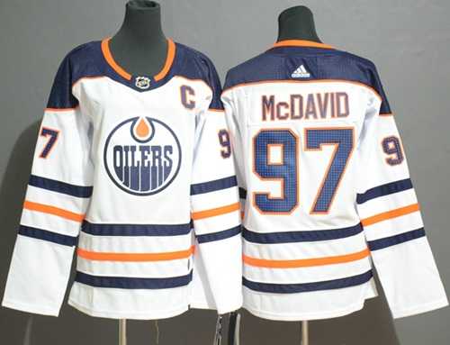 Women's Adidas Edmonton Oilers #97 Connor McDavid White Road Authentic Stitched NHL Jersey