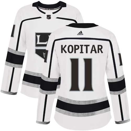 Women's Adidas Los Angeles Kings #11 Anze Kopitar White Road Authentic Stitched NHL Jersey