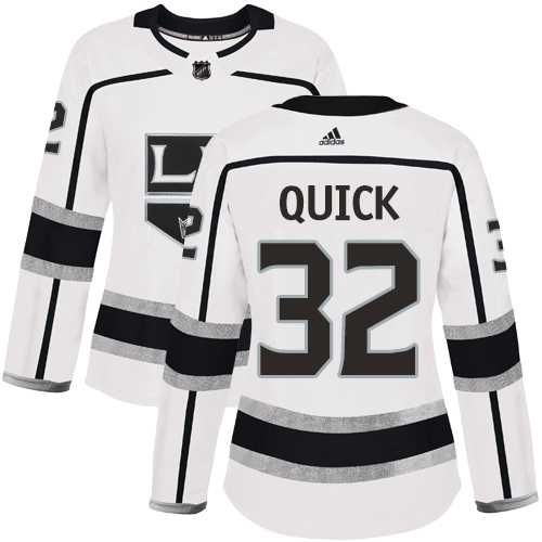 Women's Adidas Los Angeles Kings #32 Jonathan Quick White Road Authentic Stitched NHL Jersey