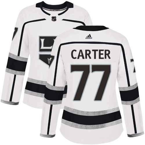 Women's Adidas Los Angeles Kings #77 Jeff Carter White Road Authentic Stitched NHL Jersey