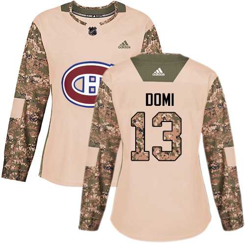 Women's Adidas Montreal Canadiens #13 Max Domi Camo Authentic 2017 Veterans Day Stitched NHL Jersey