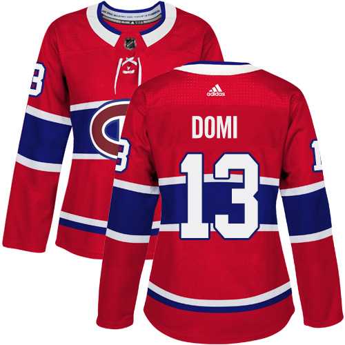 Women's Adidas Montreal Canadiens #13 Max Domi Red Home Authentic Stitched NHL Jersey