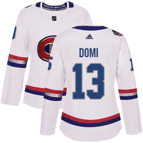 Women's Adidas Montreal Canadiens #13 Max Domi White Authentic 2017 100 Classic Stitched NHL Jersey