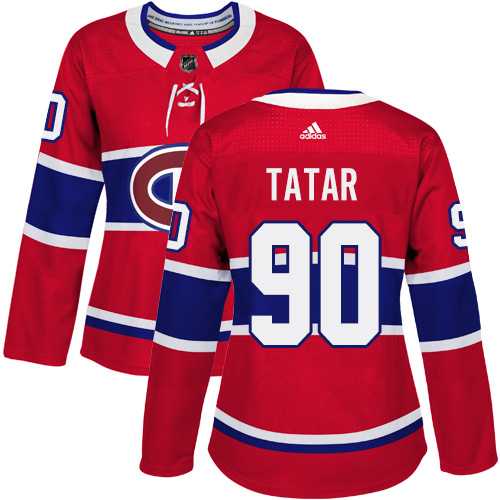 Women's Adidas Montreal Canadiens #90 Tomas Tatar Red Home Authentic Stitched NHL Jersey