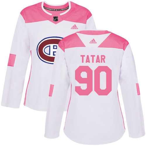 Women's Adidas Montreal Canadiens #90 Tomas Tatar White Pink Authentic Fashion Stitched NHL Jersey