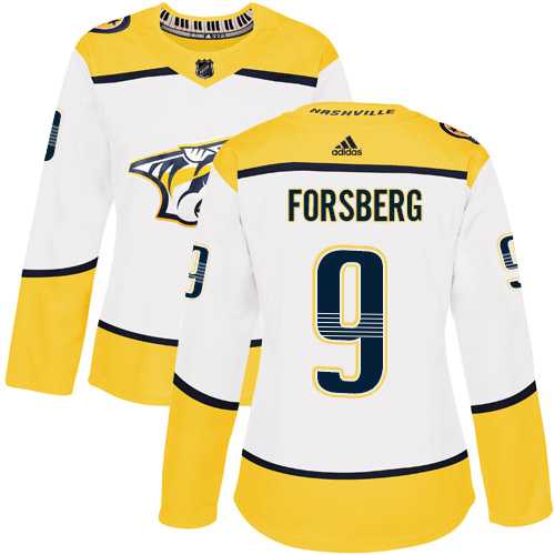 Women's Adidas Nashville Predators #9 Filip Forsberg White Road Authentic Stitched NHL Jersey