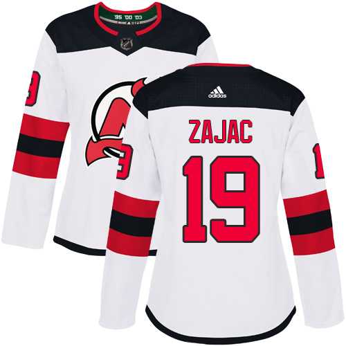 Women's Adidas New Jersey Devils #19 Travis Zajac White Road Authentic Stitched NHL Jersey