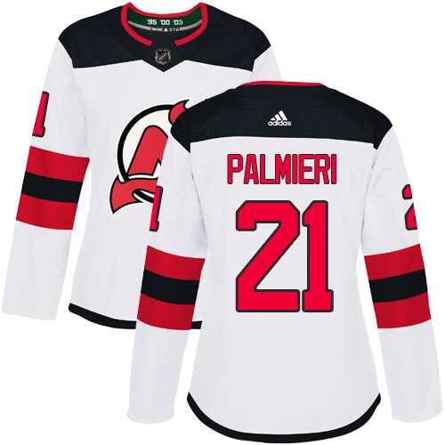 Women's Adidas New Jersey Devils #21 Kyle Palmieri White Road Authentic Stitched NHL Jersey