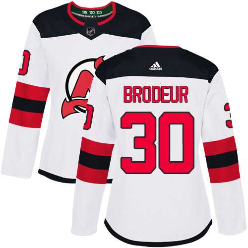 Women's Adidas New Jersey Devils #30 Martin Brodeur White Road Authentic Stitched NHL Jersey