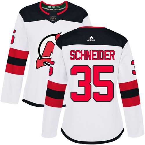 Women's Adidas New Jersey Devils #35 Cory Schneider White Road Authentic Stitched NHL Jersey