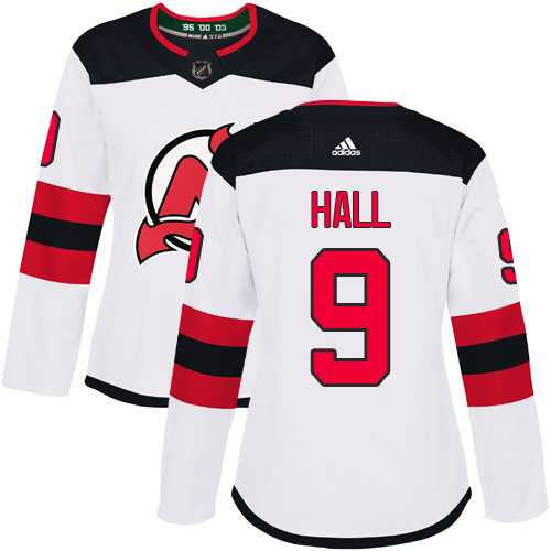 Women's Adidas New Jersey Devils #9 Taylor Hall White Road Authentic Stitched NHL Jersey