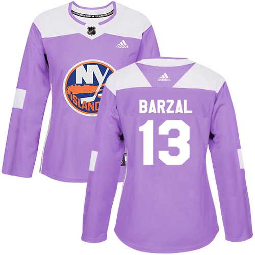 Women's Adidas New York Islanders #13 Mathew Barzal Purple Authentic Fights Cancer Stitched NHL Jersey