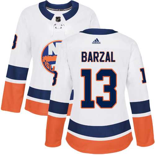 Women's Adidas New York Islanders #13 Mathew Barzal White Road Authentic Stitched NHL Jersey
