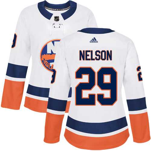 Women's Adidas New York Islanders #29 Brock Nelson White Road Authentic Stitched NHL Jersey