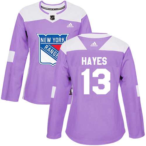 Women's Adidas New York Rangers #13 Kevin Hayes Purple Authentic Fights Cancer Stitched NHL Jersey