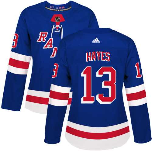 Women's Adidas New York Rangers #13 Kevin Hayes Royal Blue Home Authentic Stitched NHL Jersey
